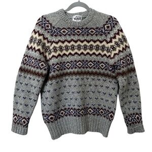 Woolrich Crewneck Nordic Fair Isle Wool Chunky Knit Sweater